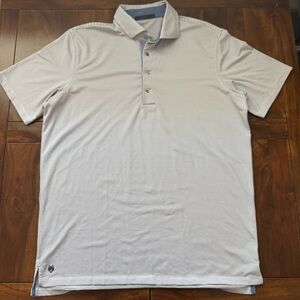 Greyson Men's Polo Shirt - Light Gray and white stripes, size large